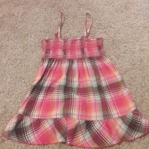 Arizona Smocked Plaid Tank, Pink/Brown BabyDoll